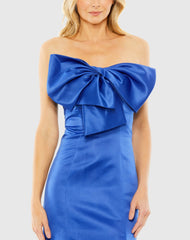 Blue Strapless Bow Mermaid Gown